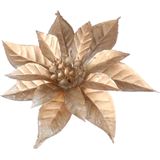 Kerstboom bloemen op clip - 12x stuks - goud - kunststof - kerstornamenten - Kersthangers