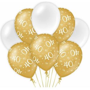 40 jaar leeftijd thema Ballonnen - 24x - goud/wit - Verjaardag - Versiering/feestartikelen - Ballonnen