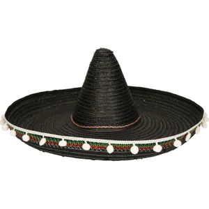 Verkleed sombrero zwart 60 cm Mexico voor volwassenen - Verkleedhoofddeksels