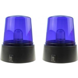 2x Politie zwaailamp/zwaailicht met blauw LED licht 11 cm - Zwaailichten