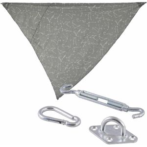 Schaduwdoek/zonnescherm driehoek grijs 3 x 3 x 3 meter met ophanghaken - Schaduwdoeken