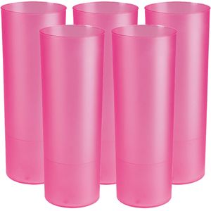 Longdrink glas - 12x - roze - kunststof - 330 ml - herbruikbaar - Drinkglazen