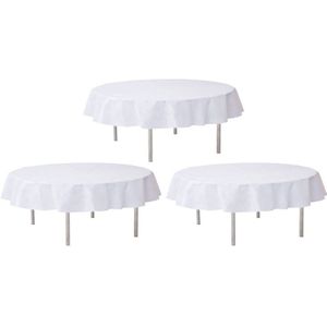 3x Bruiloft witte ronde tafelkleden/tafellakens 240 cm non woven polypropyleen - Feesttafelkleden