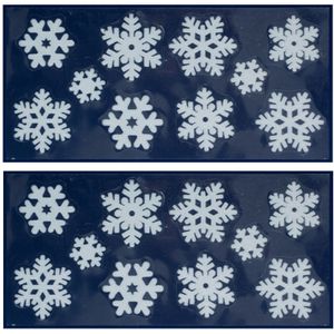 3x Kerst raamversiering raamstickers witte sneeuwvlokken 23 x 49 cm - Feeststickers