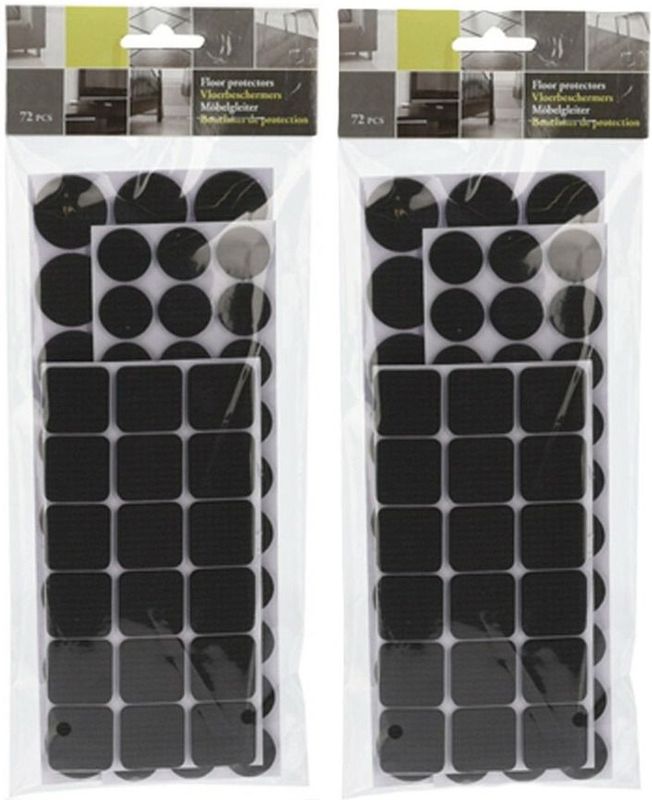 FX Tools Meubelviltjes/antislip beschermers - zwart - 144x - kunststof - 3 formaten mix van 20-28 mm - vloerbeschermers