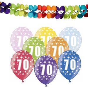 Partydeco 70e jaar verjaardag feestversiering set - Ballonnen en slingers - Feestpakketten