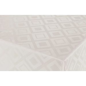 Tafelzeil/tafelkleed Damast witte ruiten print 140 x 180 cm - Tuintafelkleed