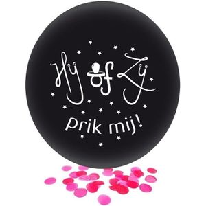 Meisjes geslachtsonthulling feest confetti ballon zwart 60 cm - Ballonnen