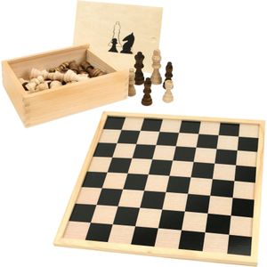 Clown Schaakbord/dambord van hout 40 x 40 cm - Schaken en dammen spel voor kinderen en volwassenen