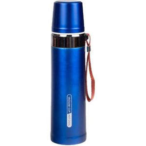 Thermosfles / isoleerfles RVS met bandje voor onderweg 750 ml blauw - Thermosflessen