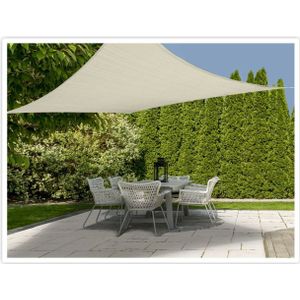 Buitenkado schaduwdoek rechthoek 3x4 m - HDPE/RVS - crème wit