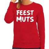 Feest muts sweater / trui rood met witte letters voor dames - Feesttruien