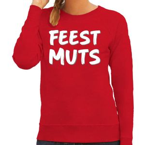Feest muts sweater / trui rood met witte letters voor dames - Feesttruien
