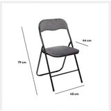 Klapstoel met fluweel zitting - 6x stuks - grijs - 44 x 48 x 79 cm - metaal - Klapstoelen