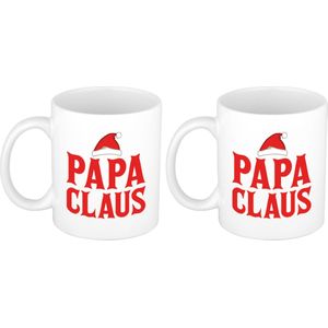 Set van 2x stuks papa Claus koffiemokken / theebekers kerstcadeau vader 300 ml - Bekers