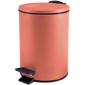 Pedaalemmer Cannes - terracotta - 3 liter - metaal - 17 x 25 cm - soft-close - voor toilet/badkamer - Pedaalemmers