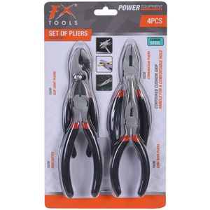 FX Tools Tangenset - 4-delig - 15 cm - kniptang/schuiftang/combitang/punttang - gereedschapset
