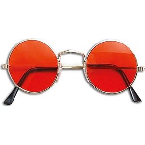 Ronde Hippie Flower Powerbril oranje - Verkleedbrillen