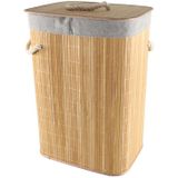 2x Bamboe houten wasmanden/wasgoedmanden 29 x 39 x 57 cm - Wasmanden