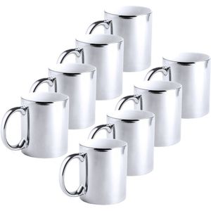 8x Zilveren bekers/mokken metallic 350 ml - Bekers