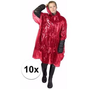10x rode regen ponchos voor volwassenen - Regenponcho's