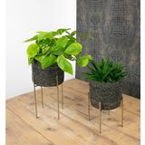 Plantenpot/bloempot plantenstandaard/verhoger - 2x - goud - H35 x B19 cm - Plantenstandaarden