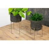 Plantenpot/bloempot plantenstandaard/verhoger - 2x - goud - H35 x B19 cm - Plantenstandaarden