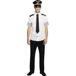 Piloten overhemd met pet en das - Carnavalskostuums