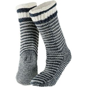 Apollo - Huissokken - Navy - Dames - Anti-slip - Rib Gebreide/Fleece