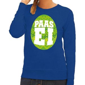 Paas sweater blauw met groen ei voor dames - Feesttruien