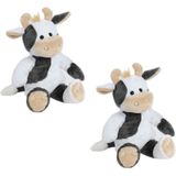 2x stuks pluche zittende koe knuffel 35 cm - Boerderijdieren koeien knuffels - Speelgoed voor kinderen
