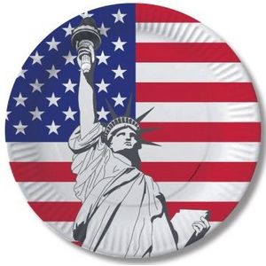 10x stuks USA/Verenigde Staten kartonnen party bordjes - Feestbordjes