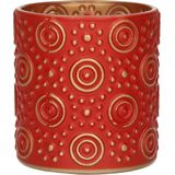 2x stuks luxe theelichthouder/kaarsenhouder - rood/goud - glas - D7 x H8 cm - Windlichten