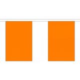 2x stuks luxe oranje koningsdag/ek/wk supporters vlaggenlijn 9 meter van stof - Vlaggenlijnen