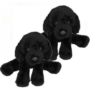 2x stuks honden knuffels zwarte Labrador 12 cm - Knuffel huisdieren