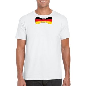 Wit t-shirt met Duitsland vlag strikje heren - Feestshirts