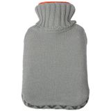 Warmwaterkruik 2x stuks met hartje en pluche hoes - grijs - 0,75 liter -24 x 14 cm - Kruiken