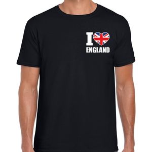 I love England t-shirt Verenigd Koninkrijk zwart op borst voor heren - Feestshirts