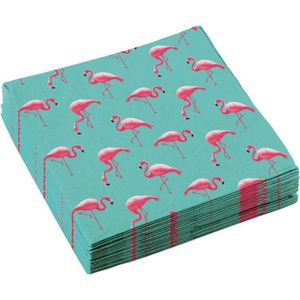 40x Flamingo thema servetten 33cm - Feestservetten