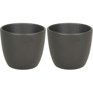 Bloempot mat antraciet grijs keramiek voor kamerplant H19 x D22.5 cm - Plantenpotten