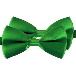 2x Carnaval/feest groene vlinderstrik/vlinderdas 12 cm verkleedaccessoire voor volwassenen - Verkleedstrikjes