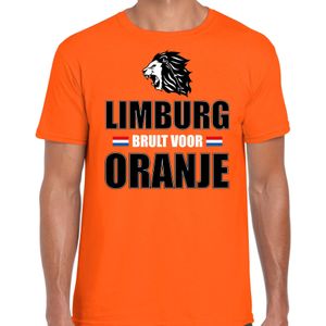 Oranje t-shirt Limburg brult voor oranje heren - Holland / Nederland supporter shirt EK/ WK - Feestshirts