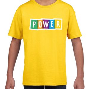 Power fun tekst t-shirt geel kids - Feestshirts