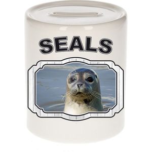 Dieren grijze zeehond spaarpot - seals/ zeehonden spaarpotten kinderen 9 cm - Spaarpotten