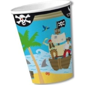 8x stuks party bekers piraten eiland thema - Feestbekertjes
