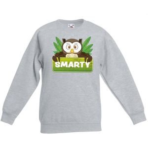 Dieren trui grijs met Smarty de uil voor kinderen - Sweaters kinderen
