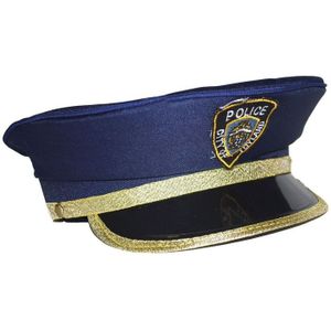 Kinder verkleed politiepet blauw met goud - Verkleedhoofddeksels