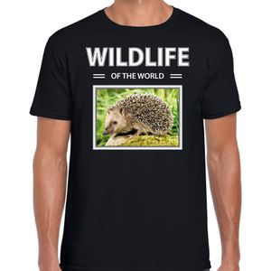 Egel t-shirt met dieren foto wildlife of the world zwart voor heren - T-shirts