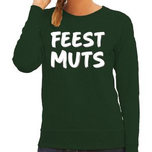 Feest muts sweater / trui groen met witte letters voor dames - Feesttruien