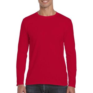 Basic heren t-shirt rood met lange mouwen - T-shirts